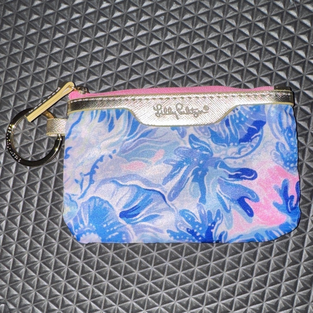 Lilly Pulitzer Blue & Pink Floral Keyring Coin Pouch - Picture 2 of 5